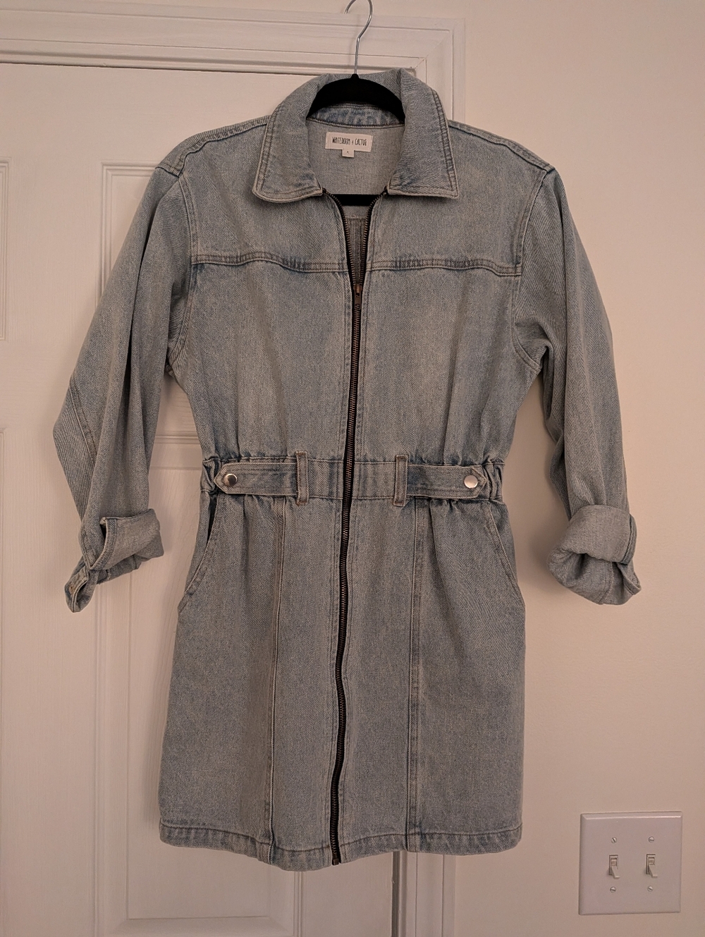 Lizard Thicket Light Blue Denim Zip-Front Jacket Dress